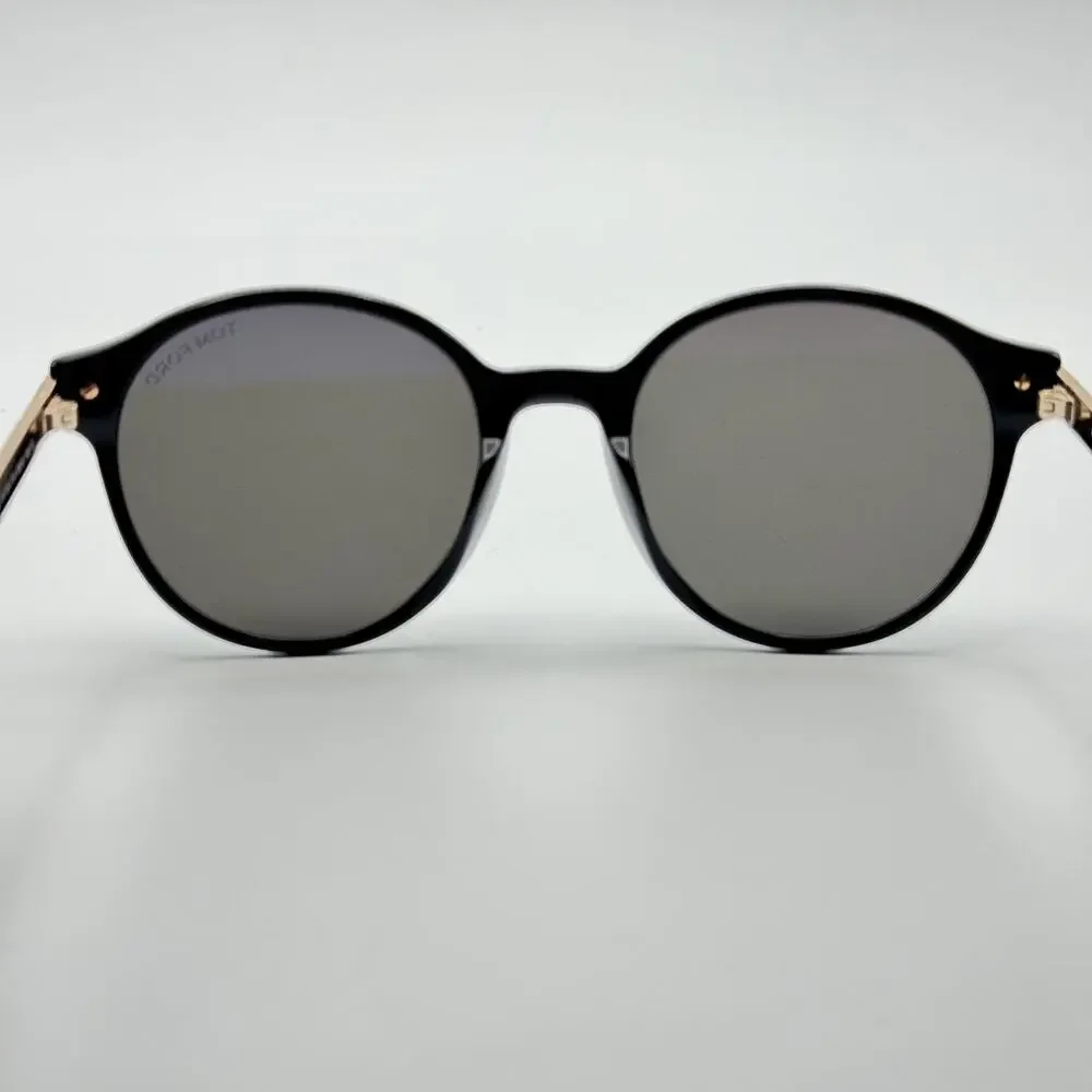 Tom Ford Sunglasses Araki TF1184 01A Black Round Frame Gray Lenses 52-20-140 New